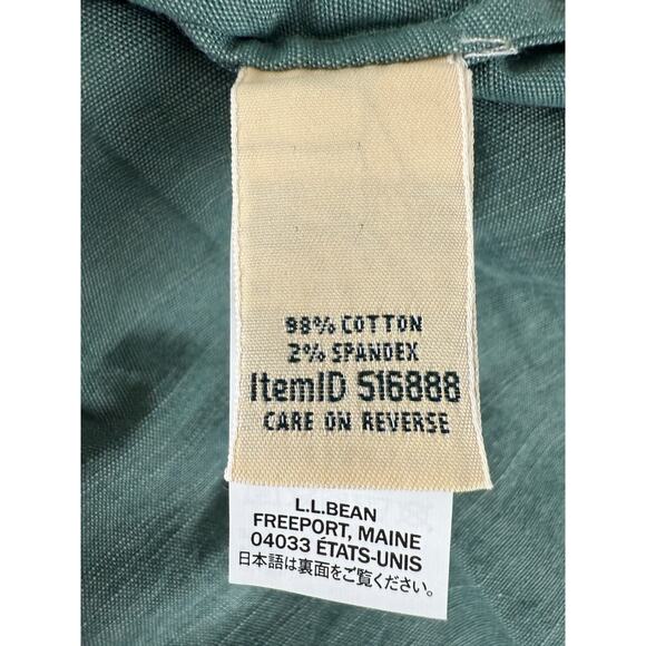 LL Bean Womens Size L Cotton Button Shirt Green Short Sleeve Casual Collared - Picture 7 of 9